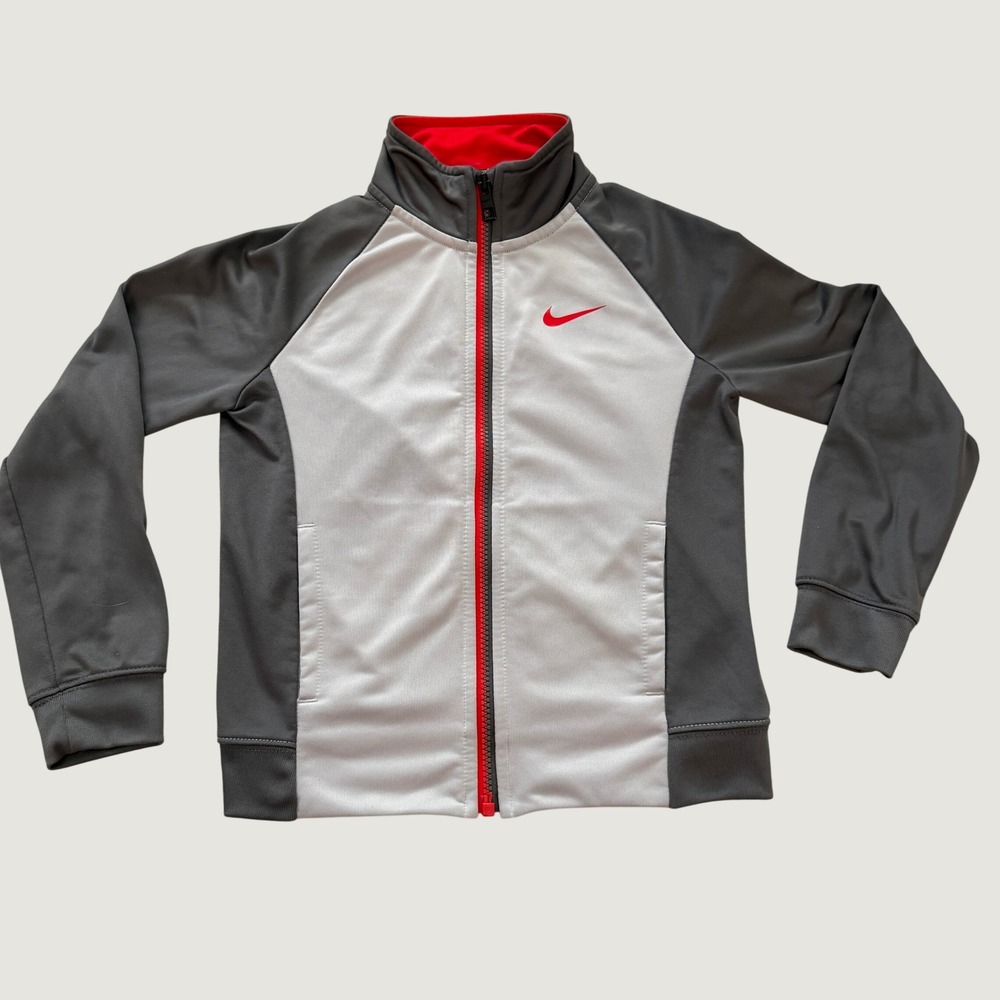 Nike Kids Track Jacket Gray White Red Full Zip Sportswear Size 7